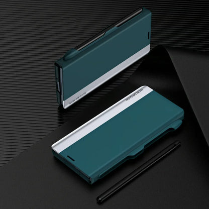 Luxury Electroplated Leather Magnetic Phone Case for Z Fold 6