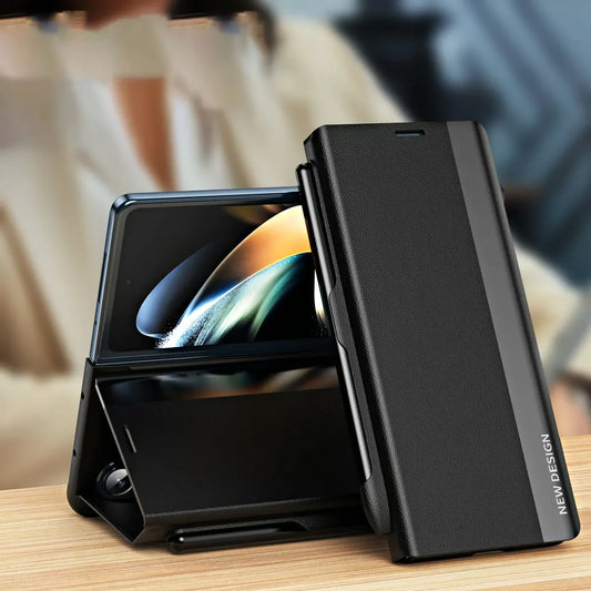 Luxury Electroplated Leather Magnetic Phone Case for Z Fold 3